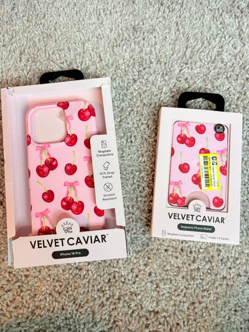 Velvet Caviar Cherry iPhone 16 Pro Case and Magnetic Wallet Set New With Tags